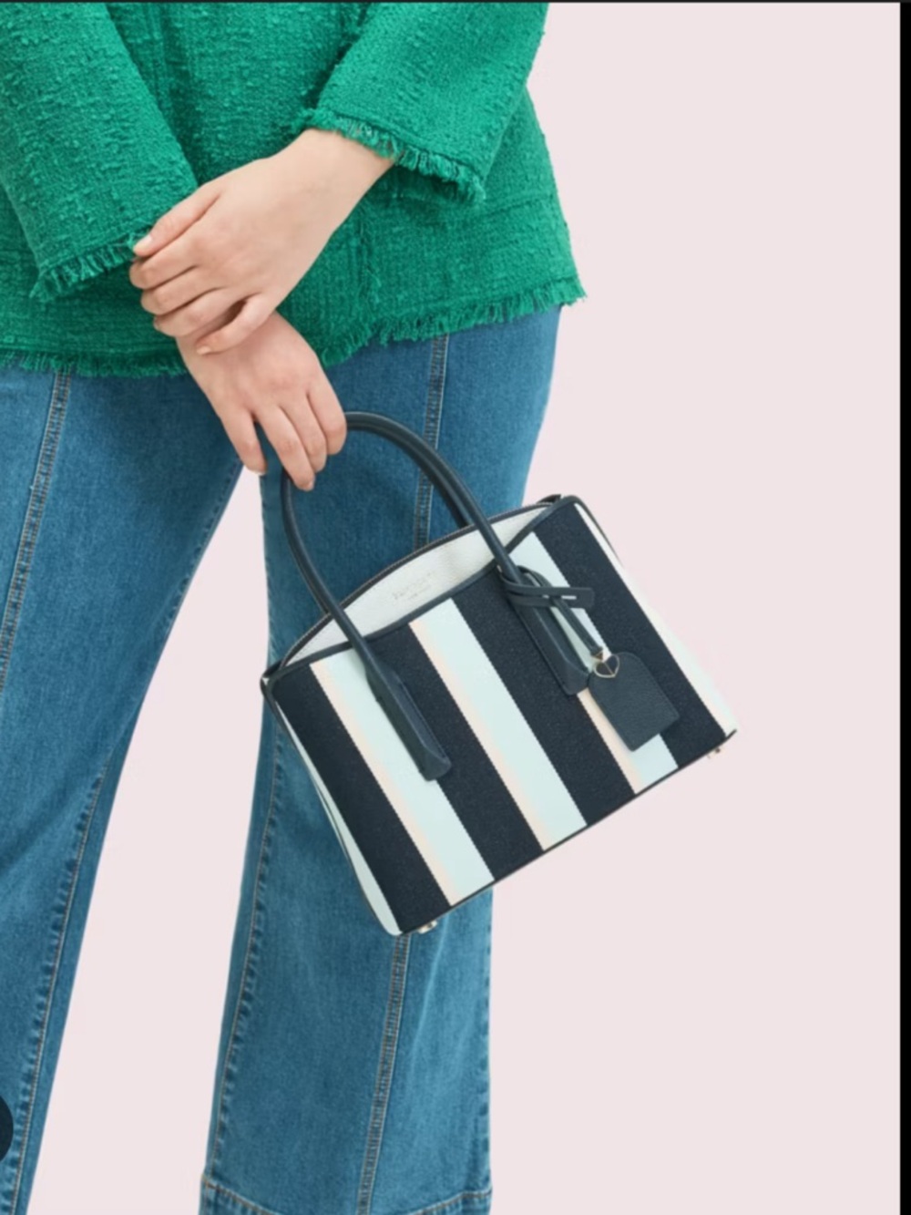 kate spade Navy and White Striped Canvas Satchel